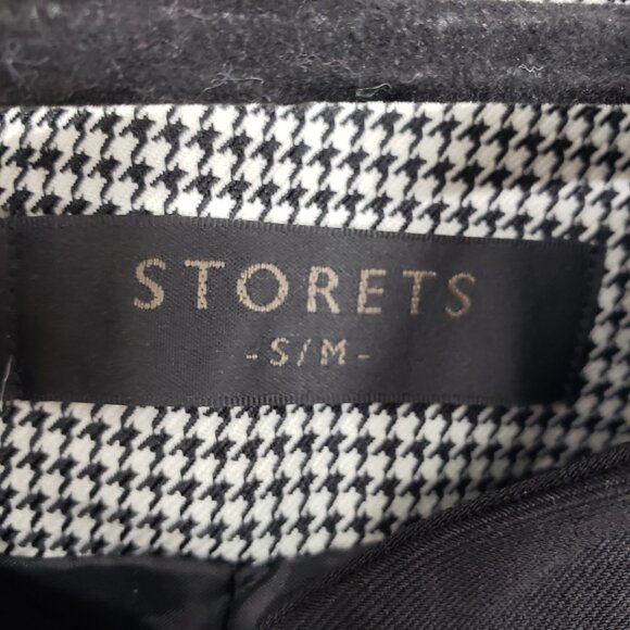 Storets Cropped Houndstooth Plaid Blazer Jacket S Womens Button Up Black White - Picture 3 of 9